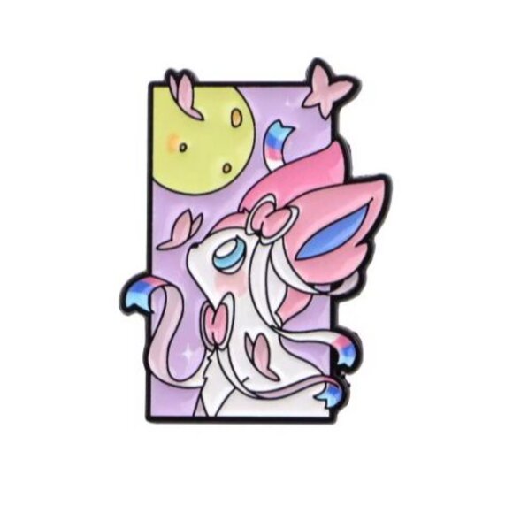 Pokemon Sylveon Dreamy Portrait Enamel Pin Pastel Butterflies Fairy Type Design - Picture 2 of 4